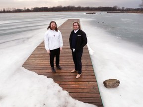 LaSalle Rowing Club president Kevin Nyman, left, and secretary Matt Senechal are shown on Jan. 22, 2018, on the dock the club uses to launch their boats. The town of LaSalle is looking to replace the dock and the club has offered $5,000 over 10 years to help offset the cost.
