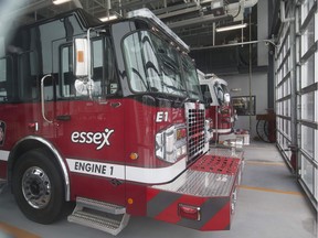 Fire trucks are parked inside the Essex Fire Administration Station No.1 in Essex, Wednesday, Jan. 10, 2018.