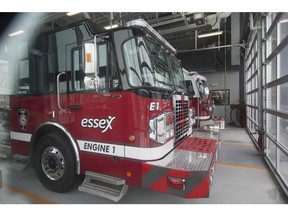 Fire trucks are parked inside the Essex Fire Administration Station No.1 in Essex, Wednesday, Jan. 10, 2018.