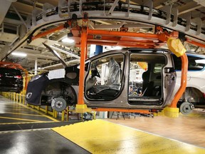 A 2017 Chrysler Pacifica rolls along the line at the FCA Windsor Assembly Plant in Windsor.