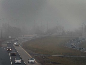 Fog envelopes the E. C. Row Expressway in Windsor in this January 2017 file photo.