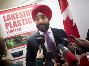 Navdeep Bains, Minister of Innovation, Science and Economic Development, makes a funding announcement at Lakeside Plastics, Wednesday, Jan. 17, 2018.