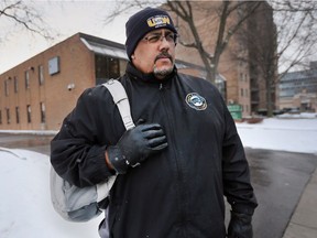 Jay Gannon is the President, Unit 505 of TWU USW National Local 1944, and is one of the workers given only two days' notice of the layoffs at Freedom Mobile in Windsor. He is shown in front of the downtown office on Tuesday, Jan. 16, 2018.