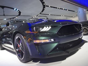 The 2019 Mustang Bullitt is on display at the North American International Auto Show in Detroit, Mich. on Jan. 15, 2018.
