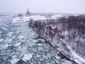 An aerial view of Ojibway Shores is shown Monday, Jan. 29, 2018.