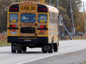 A school bus travels Manning Road in Tecumseh in this November 2017 file photo.