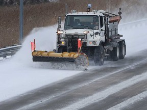 A snow plow at work on Highway 401 in Lakeshore in this December 2017 file photo.