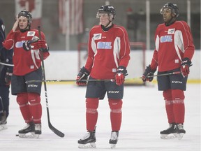Defenceman Grayson Ladd, centre, is one of two former first-round picks acquired by the Windsor Spitfires prior to Wednesday's OHL trade deadline.