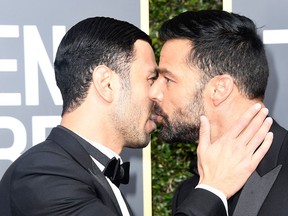 Ricky Martin (R) and Jwan Yosef attend The 75th Annual Golden Globe Awards at The Beverly Hilton Hotel on Jan. 7, 2018 in Beverly Hills, Calif. (Frazer Harrison/Getty Images)