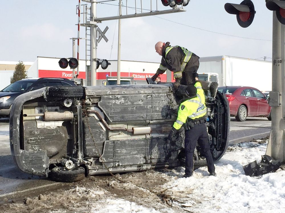 Photos Rollover accident on Tecumseh Road in Windsor Windsor Star