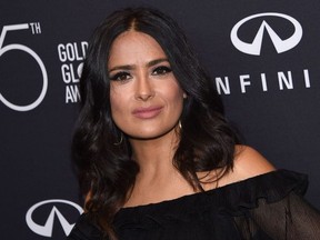 This file photo taken on November 15, 2017 shows actress Salma Hayek attending the Hollywood Foreign Press Association (HFPA) and InStyle celebration of the 75th Annual Golden Globe Awards season at Catch LA in West Hollywood.