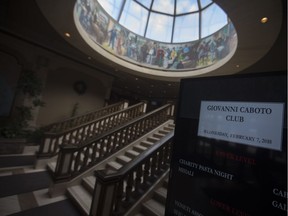 The lobby of Windsor's Caboto Club is shown Feb. 7, 2018. The club has come under fire for its policy that does not allow women to be on the board of directors or vote.