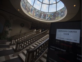 The lobby of the Giovanni Caboto Club is pictured on Feb. 7, 2018.