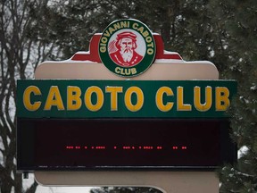 The sign of the Giovanni Caboto Club in Windsor on Feb. 7, 2018.