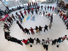University of Windsor students participated in a mini round dance Wednesday, at the University of Windsors CAW Student Centre.