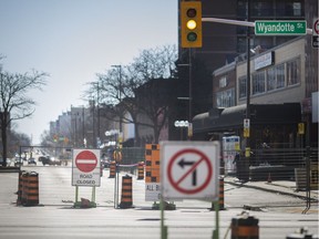 Southbound Ouellette Avenue from Wyandotte Street is closed for streetscaping work, Monday, February 26, 2018.