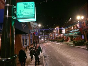 The Greektown district in Detroit is shown on  Jan. 31, 2018. The area along Monroe Avenues is the first Green Light Corridor in the city.