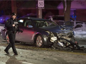 Emergency crews respond to a four-vehicle collision on Dougall Avenue at Medina Street on  Feb. 7, 2018.