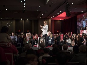 Ontario Premier Kathleen Wynne addresses the Ontario Liberal Party's AGM in Toronto on Saturday, February 3, 2018.