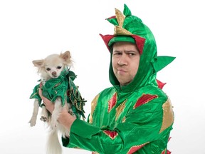 Piff the Magic Dragon with his co-star, Mister Piffles. The illusionist brings his act to Caesars Windsor with comedy ventriloquist Paul Zerdin on March 30, 2018.