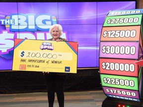 OLG Big Spin winner Anne Hammerschmidt of Windsor spun the big wheel for $200,000 in Toronto.