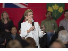 Ontario Premier Kathleen Wynne holds a town hall meeting at the St. Clair College Centre for the Arts, Thursday, Feb. 15, 2018.