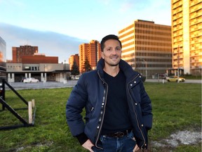 In this Nov. 22, 2017 file photo, Peter Valente stands at the location on Ouellette Avenue just north of Erie Street where Valente Developments Corporation is planning a 24-unit apartment building.
