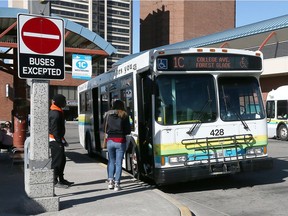 A Transit Windsor bus loads up at the downtown terminal on March 16, 2018.