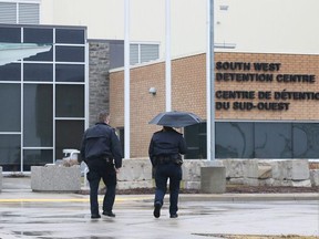 South West Detention Centre workers head back inside the complex located on 8th Concession Road on February 23, 2018. On Oct. 30, 2019 one inmate died and another was sent to hospital.