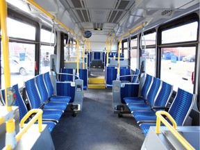 Interior of a brand-new Transit Windsor bus, one of 24 new buses that have either recently arrived or are on the way.
