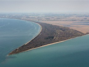 Point Pelee National Park, Canada's most southern point, is seen from the air.