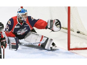 Windsor Spitfires goalie Mikey DiPietro made 38 saves on Sunday to help his club end a three-game losing streak with a 5-2 win in Kingston over the Frontenacs.
