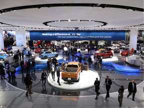 The Ford exhibit is shown at the 2018 North American International Auto Show January 16, 2018 in Detroit, Michigan.