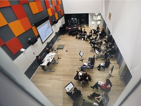 Music students are shown in a classroom during the University of Windsors grand opening for its School of Creative Arts on Thursday, March 22, 2018.