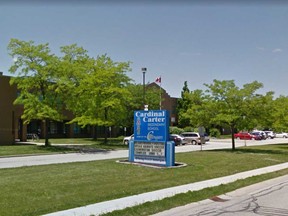 Cardinal Carter Catholic Secondary School in Leamington, as seen in a June 2014 Google Maps image.