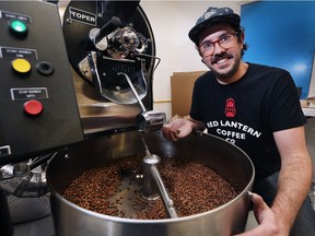 Craig Marentette is a chemical engineer who started his own coffee roasting business in Kingsville. The owner of Red Lantern Coffee is shown with his roasting machine on Monday, March 19, 2018.