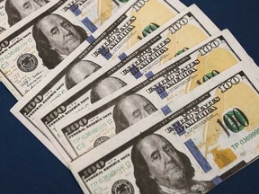 Counterfeit U.S. $100 bills investigated in Windsor in December 2015.