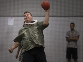 Don Rutherford takes part in the ASSIST - Putting Kids in Sports 3rd annual dodgeball tournament at Central Park Athletics on March 3, 2018.  ASSIST - Putting Kids in Sports raises funds to help offset athletic expenses for children.  The tournament raised $2,500.