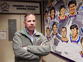 Mario Pennesi is shown at the Adie Knox Arena on Tuesday, March 6, 2018, in front of the Windsor Minor Hockey Association boardroom doors.