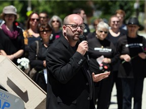 Jeff Noonan speaks during a rally of support for the Social Justice Centre on the Univerisity of Windsor campus on Monday, June 3, 2013.