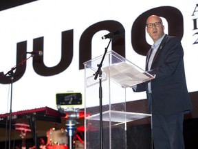 Mayor Matt Brown speaks at The London Music Hall during a press conference to announce that London will host the 2019 JUNO Awards. (Derek Ruttan/The London Free Press)
