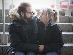 Michael Mahoney and Brenda Mahoney, brother and mother to Matthew Mahoney, who was shot and killed by Windsor Police last Wednesday, are pictured Saturday, March 24, 2018.