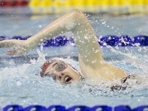 Leamington's Emily Bunda competes at the OFSAA swim championships in Windsor in 2018. The city was to hold the championships in 2021, but OFSAA has cancelled the event.