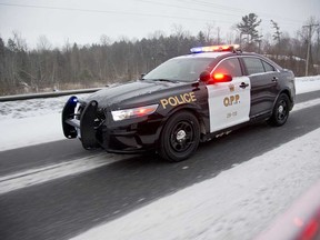An OPP cruiser at work on an Essex County roadway on March 1, 2018.
