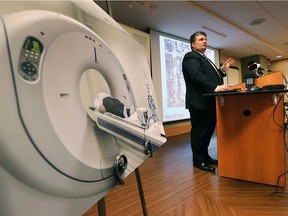 Windsor Regional Hospital CEO David Musyj speaks at a March 1, 2018, press conference announcing the acquisition of a new state-of-the-art PET/CT scanner.