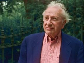 In this July 8, 1997, file photo, Pulitzer Prize-winning author and broadcast legend, Studs Terkel, appears outside his home in Chicago. More than 5,600 of Terkel's radio interview programs on the Chicago station WFMT will be released to the public. The Studs Terkel Radio Archive will launch May 16, the late author, activist and oral historian's 106th birthday. Terkel died in 2008 at age 96.