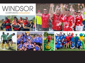 Collage of activities in Windsor Corporate Challenge