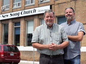 Rodger Fordham, left, co-ordinator of Feeding Windsor, and Pastor Kevin Rogers of New Song Church on Drouillard Road are shown Wednesday August 9, 2017.
