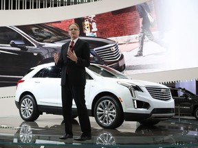 Cadillac President Johan de Nysschen speaks at the presentation of the new Cadillac XT5 crossover is presented at the 2015 Los Angeles Auto Show on November 19, 2015 in Los Angeles, California.