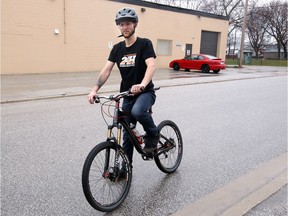 Cyclist Mike Underwood, 32, photographed on April 14, 2018, is still reeling  after an alleged road-rage incident a day earlier involving a Transit Windsor.
